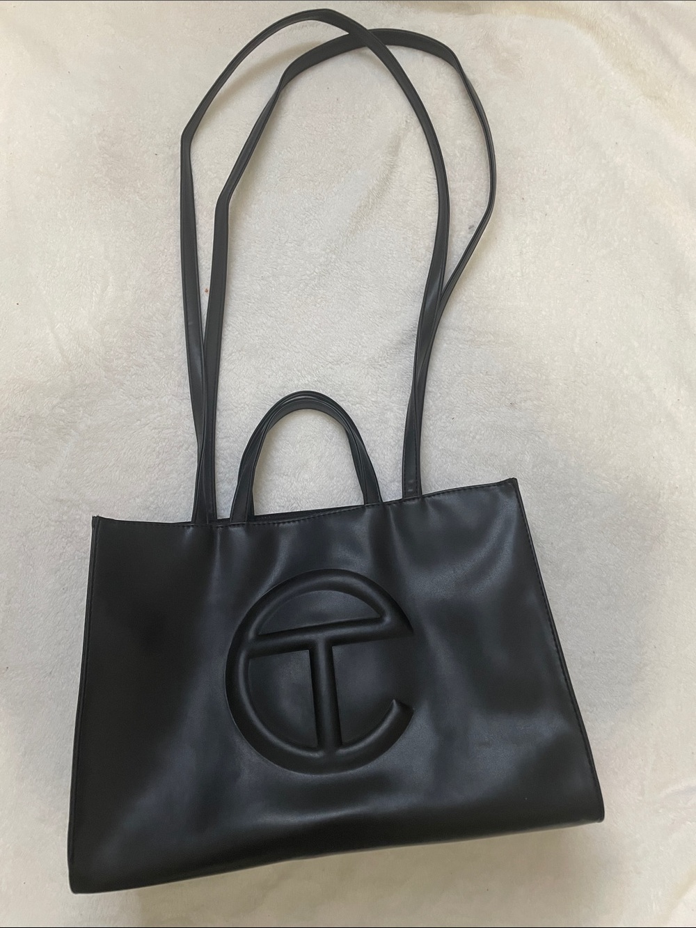 Telfar Black Embossed Logo Large Tote